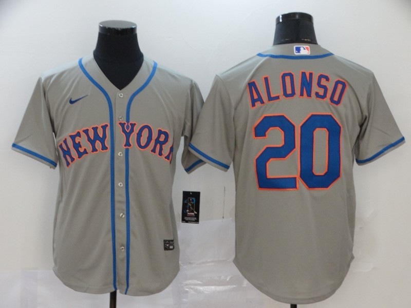 Men's New York Mets Pete Alonso #20 Gray Baseball Jersey